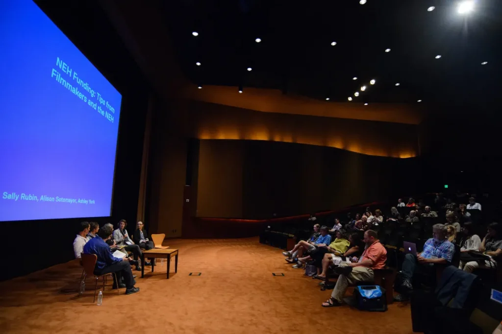 Oh photo of the panelists and audience for the panel "NEH Funding: Tips from Filmmakers and the NEH"