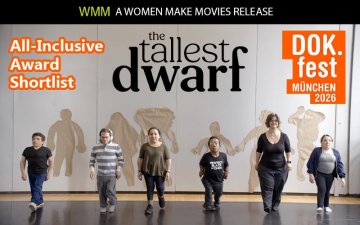 Banner announcing The Tallest Dwarf on the All-Inclusive Award Shortlist at Dok.fest Munchen 2026