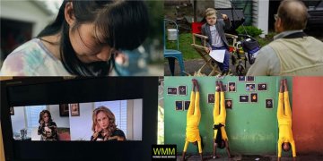 Stills from four WMM Production Assistance films featured at Tribeca - The Gymnasts of Fisherman Colony, Kids Like Me, Hollywood Does Abortion, Take Me Home
